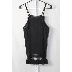 Isabel Marant Etoile Aralia black cotton macramé fringed Top